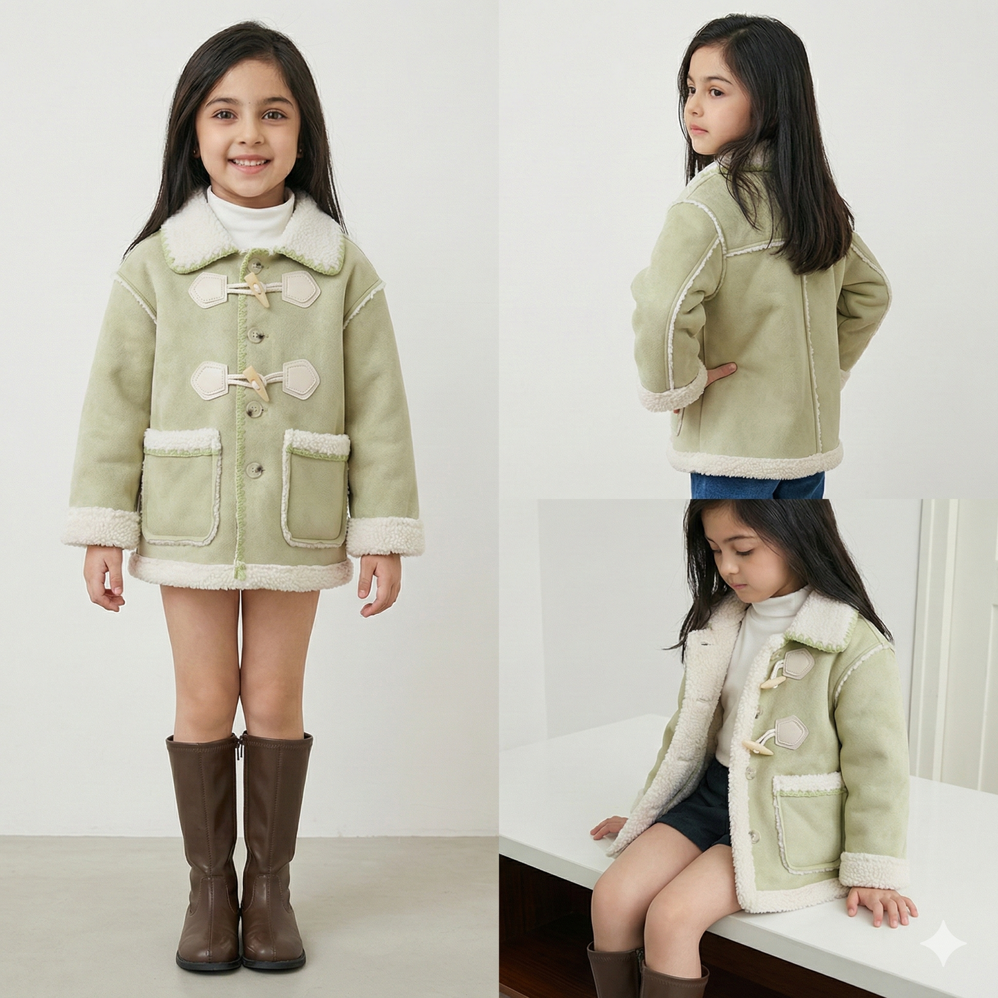 Kids Premium Suede Winter Jacket with Warm Wool Lining