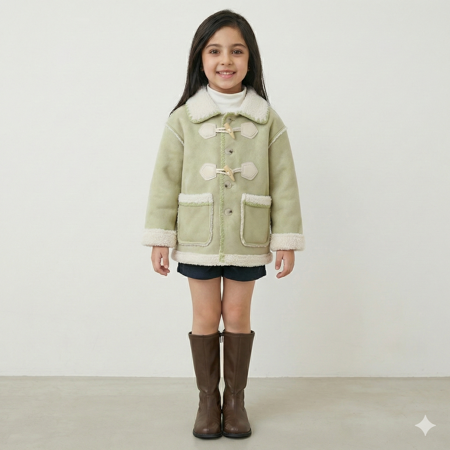 Kids Premium Suede Winter Jacket with Warm Wool Lining